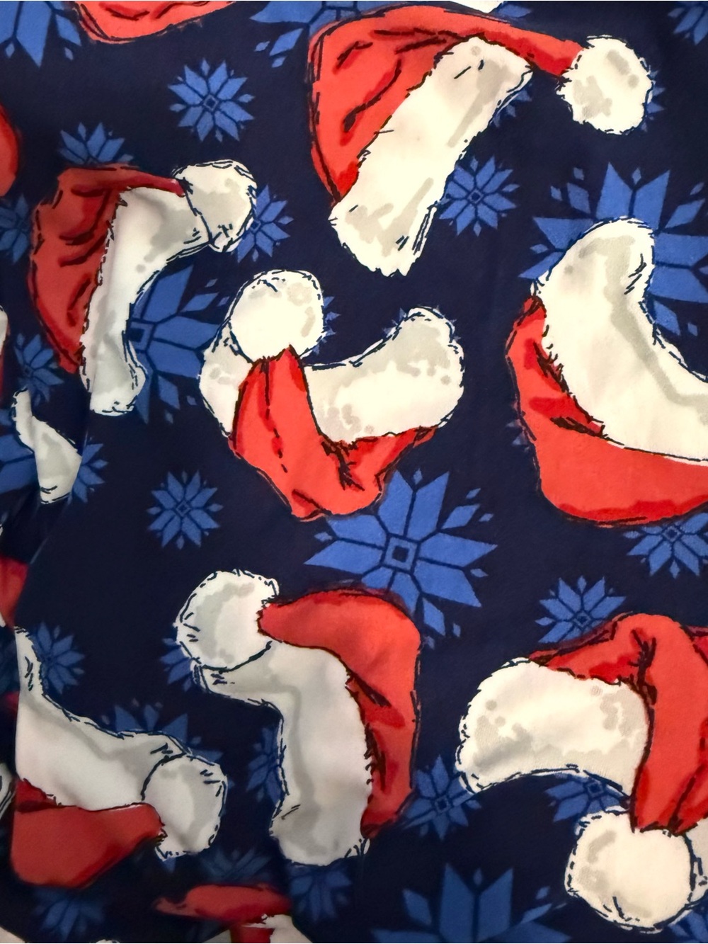 LuLaRoe Red & Navy Santa Hat Print leggings